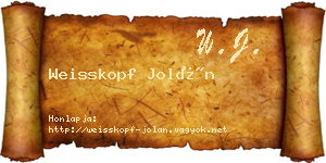 Weisskopf Jolán névjegykártya